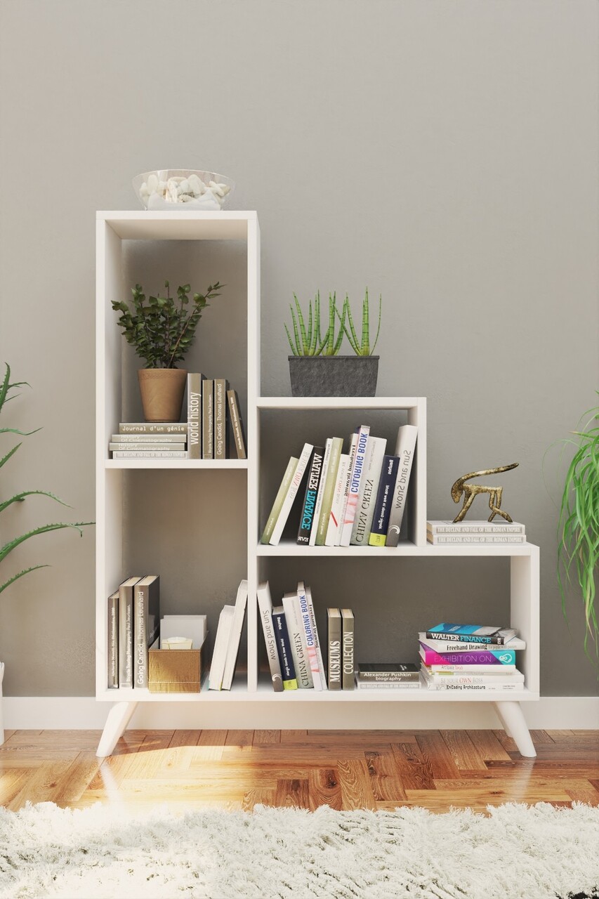 Biblioteca Nisa, Elegance, 88x20x106 cm, alb - imagine 7